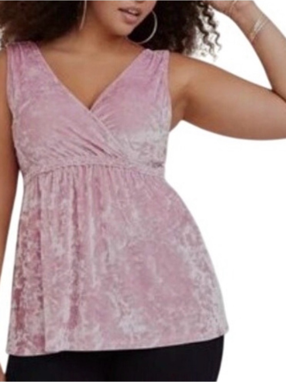 NWT Torrid Pink Crushed Velvet Surplice Babydoll Top Size 0